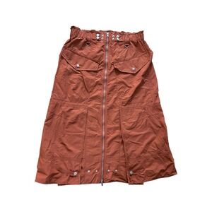 Free People Dark Orange Rory Tech Midi Convertible Cargo Skirt Zippers Snaps M